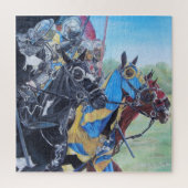 middeleeuwse ridder over paarden historische kunst legpuzzel (Verticaal)