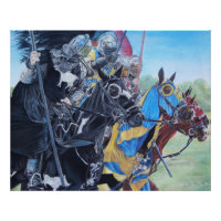 middeleeuwse ridder over paarden historische kunst