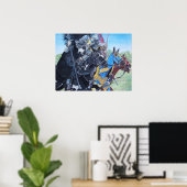 middeleeuwse ridder over paarden historische kunst poster (Thuiskantoor)