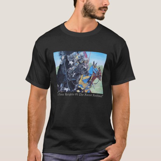 middeleeuwse ridder over paarden historische kunst t-shirt (Voorkant)