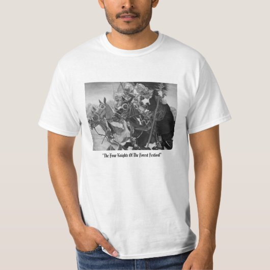 middeleeuwse ridder over paarden historische kunst t-shirt (Voorkant)