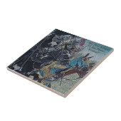 middeleeuwse ridder over paarden historische kunst tegeltje (Zijkant)