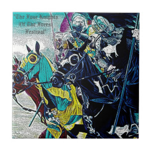 middeleeuwse ridder over paarden historische kunst tegeltje