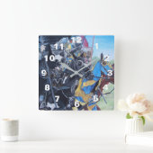 middeleeuwse ridder over paarden historische kunst vierkante klok (Huis)