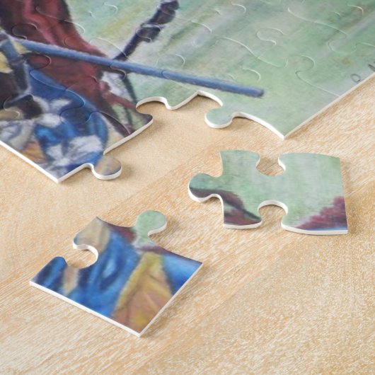 middeleeuwse ridder over paarden legpuzzel (Zijkant)