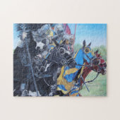 middeleeuwse ridder over paarden legpuzzel (Horizontaal)