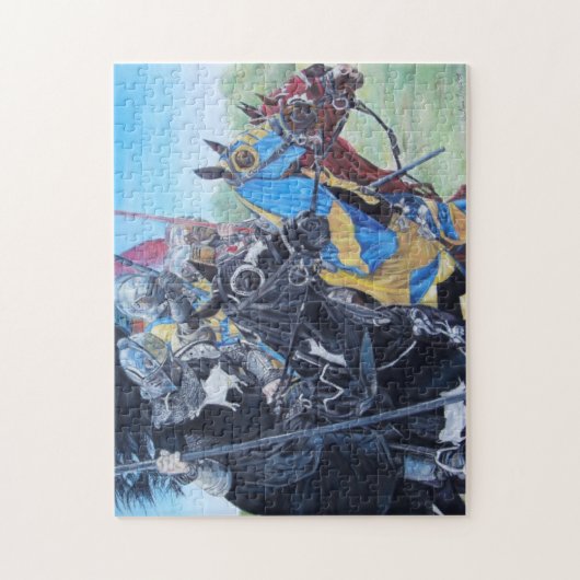 middeleeuwse ridder over paarden legpuzzel (Verticaal)