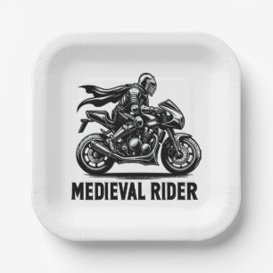 Middeleeuwse ridder papieren bordje