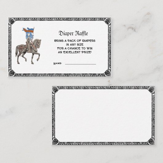 Middeleeuwse Ridder Renfaire Luier Raffle Baby sho Informatiekaartje (Voorkant / Achterkant)