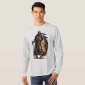 Middeleeuwse Ridder Samurai Krijger Heren Lange Mo T-shirt (Voorkant volledig)