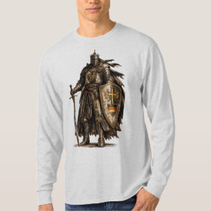 Middeleeuwse Ridder Samurai Krijger Heren Lange Mo T-shirt
