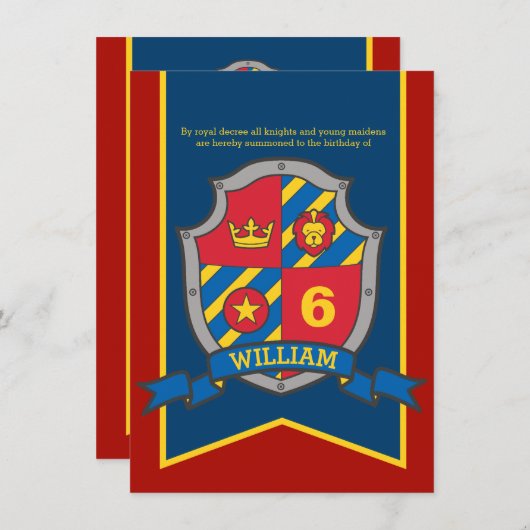 Middeleeuwse ridder schild kinderen 6e verjaardag  kaart (Voorkant / Achterkant)