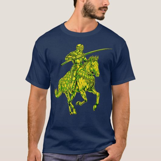 Middeleeuwse ridder te paard Jousting T-shirt (Voorkant)