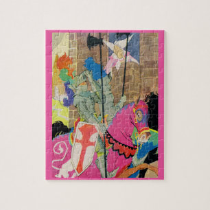 middeleeuwse ridder te paard legpuzzel