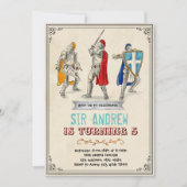 Middeleeuwse ridder verjaardag uitnodiging (Voorkant)