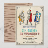 Middeleeuwse ridder verjaardag uitnodiging (Voorkant / Achterkant)