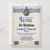 Middeleeuwse ridder verjaardagsuitnodiging kaart (Voorkant)