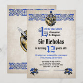 Middeleeuwse ridder verjaardagsuitnodiging kaart (Voorkant / Achterkant)