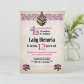 Middeleeuwse ridder verjaardagsuitnodiging kaart (Staand voorkant)