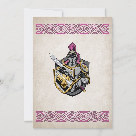 Middeleeuwse ridder verjaardagsuitnodiging kaart (Achterkant)