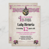 Middeleeuwse ridder verjaardagsuitnodiging kaart (Voorkant / Achterkant)