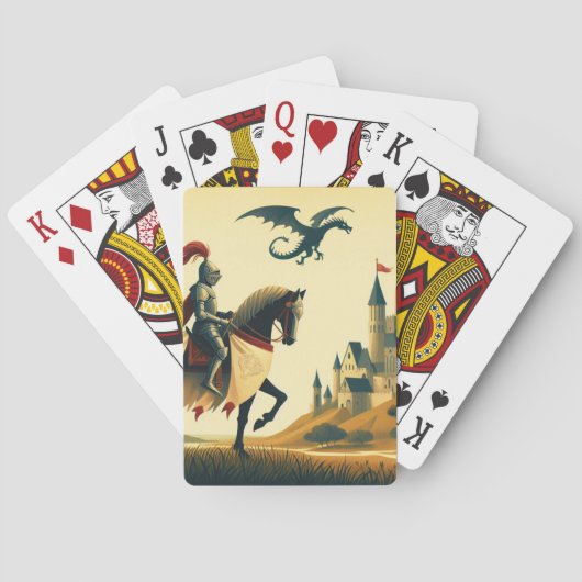 Middeleeuwse ridder & wyvern fantasie pokerkaarten (Achterkant)