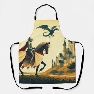 Middeleeuwse ridder wyvern kasteel fantasie schort