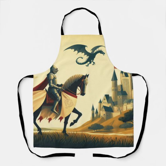 Middeleeuwse ridder wyvern kasteel fantasie schort (Voorkant)