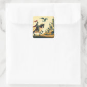 Middeleeuwse ridder & wyvern vierkante sticker (Tas)