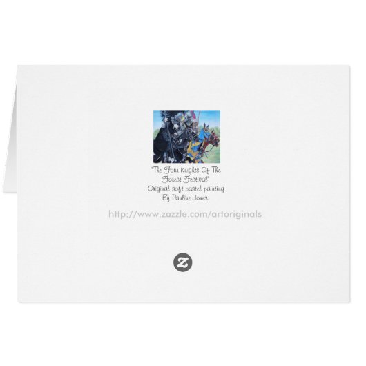 middeleeuwse ridders die op paarden rusten (Achterkant Horizontaal)