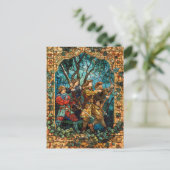 Middeleeuwse ridders in betoverd bos briefkaart (Staand voorkant)