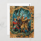 Middeleeuwse ridders in betoverd bos briefkaart (Voorkant / Achterkant)