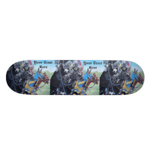 middeleeuwse ridders jaagse paarden persoonlijk skateboard