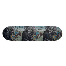 middeleeuwse ridders jaagse paarden skateboard