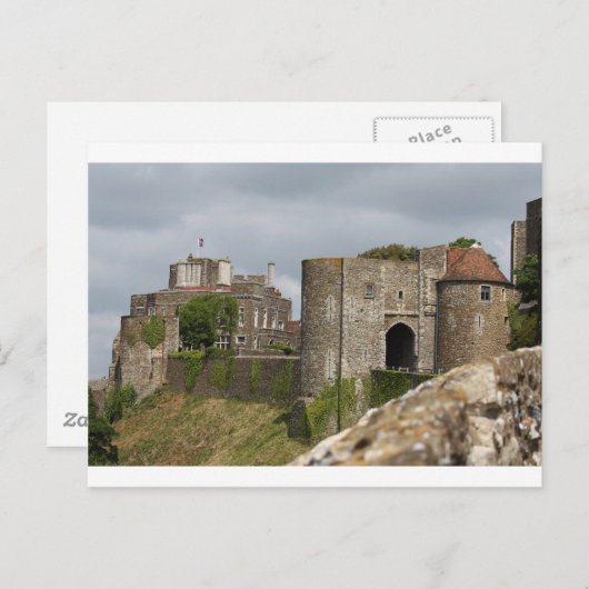 Middeleeuwse ridders paarden leeuwen kasteel parti briefkaart (Voorkant / Achterkant)