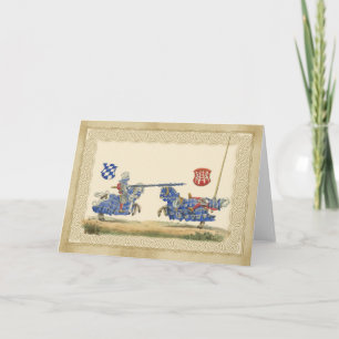 Middeleeuwse ridders steekspel in volle barding en kaart