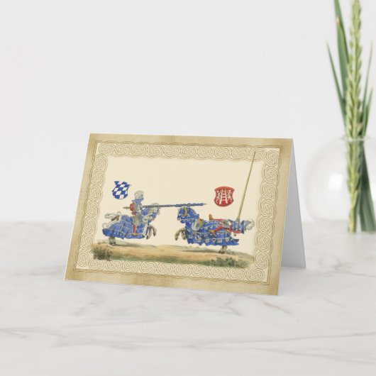 Middeleeuwse ridders steekspel in volle barding en kaart (Voorkant)