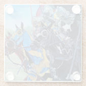 Middeleeuwse ridders steekspel op paarden historis glazen onderzetter (Achterkant)