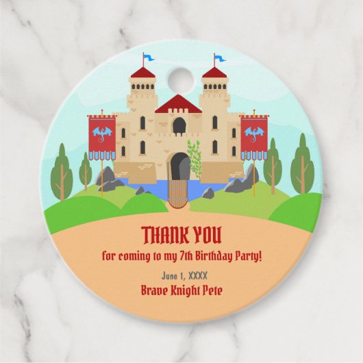 Middeleeuwse Ridders Toernooi Jongen Verjaardagsfe Bedankjes Labels (Voorkant)