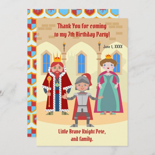 Middeleeuwse Ridders Toernooi Jongen Verjaardagsfe Bedankkaart (Voorkant / Achterkant)
