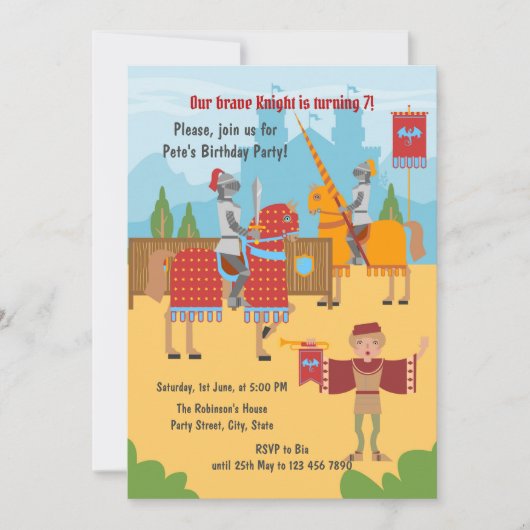 Middeleeuwse Ridders Toernooi Jongen Verjaardagsfe Kaart (Voorkant)