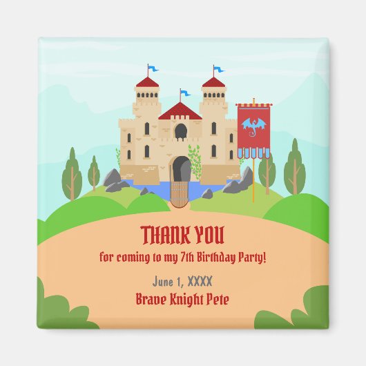 Middeleeuwse Ridders Toernooi Jongen Verjaardagsfe Magneet (Voorkant)