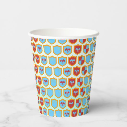 Middeleeuwse Ridders Toernooi Jongen Verjaardagsfe Papieren Bekers (Achterkant)