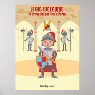 Middeleeuwse Ridders Tornooi Jongen Verjaardagsfee Poster