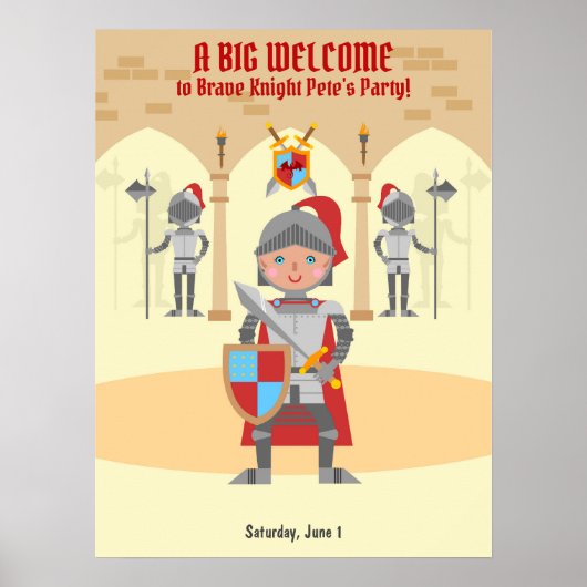Middeleeuwse Ridders Tornooi Jongen Verjaardagsfee Poster (Voorkant)