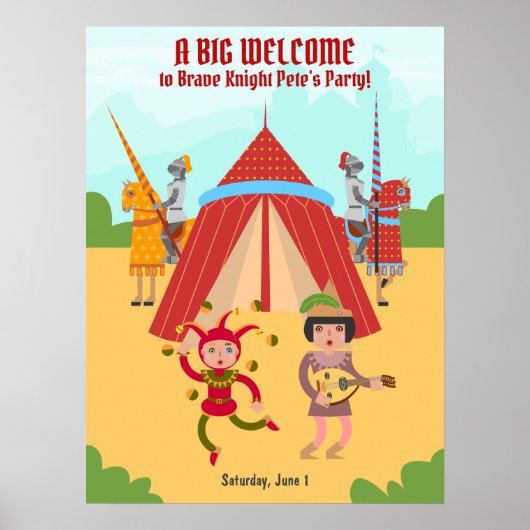 Middeleeuwse Ridders Tornooi Verjaardagsfeest Poster (Voorkant)