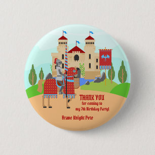 Middeleeuwse Ridders Tornooi Verjaardagsfeest Ronde Button 5,7 Cm