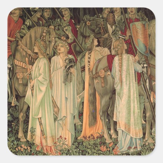 Middeleeuwse Ridders van de Ronde Tafel Vierkante Sticker (Voorkant)