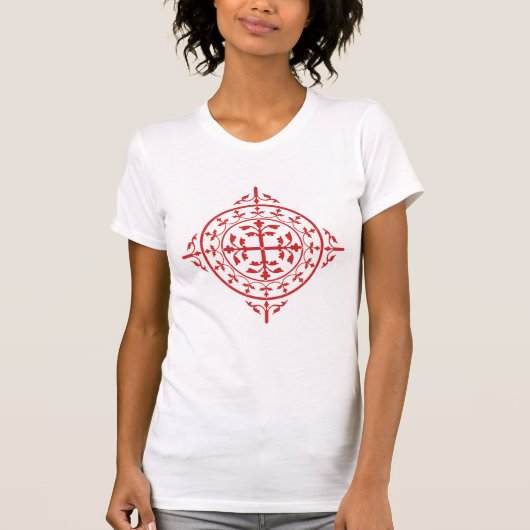 Middeleeuwse Rode Witte Krans Bladeren Romaans T-shirt (Voorkant)