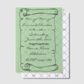 Middeleeuwse Rol Groen Huwelijk Bewaar Datum Uitno Vellum Uitnodigingen (Offset (Uitnodiging))